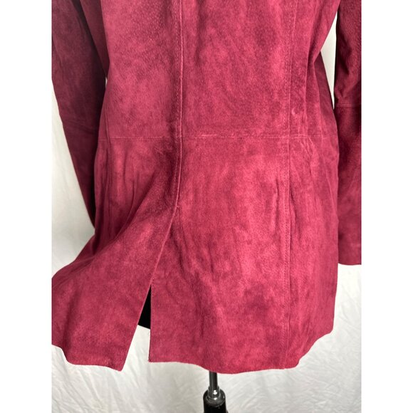 Berry Colored Suede Jacket-sz L - Picture 4 of 10